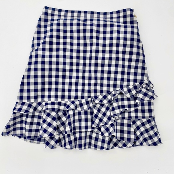 Draper James Navy blue white gingham Dolly Check Ruffle Skirt size 4 - Picture 3 of 9